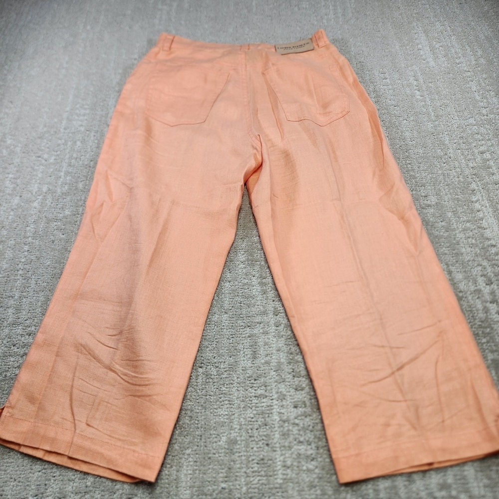 Ralph Lauren Pants Women 8 Linen Wide Leg Crop Capris Orange High Rise Boho - Picture 9 of 10